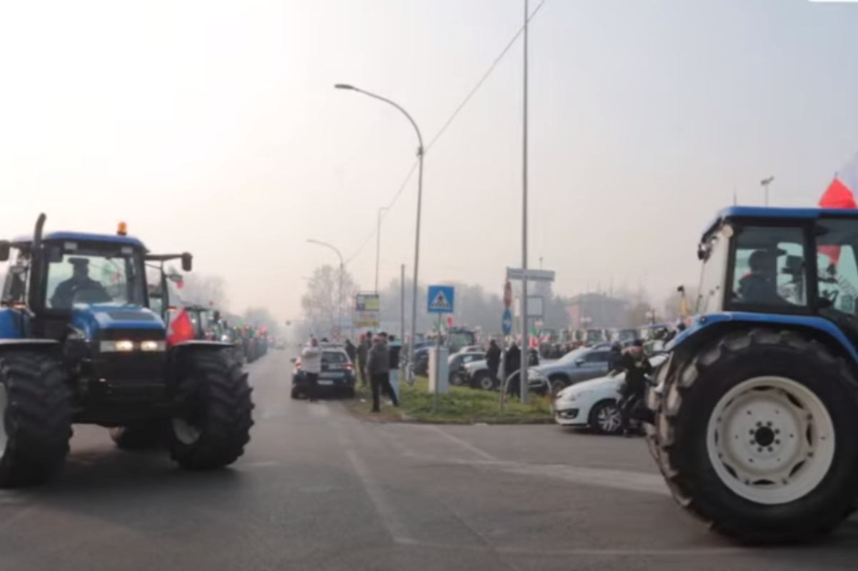 La manifestazione di protesta degli agricoltori a Rovigo